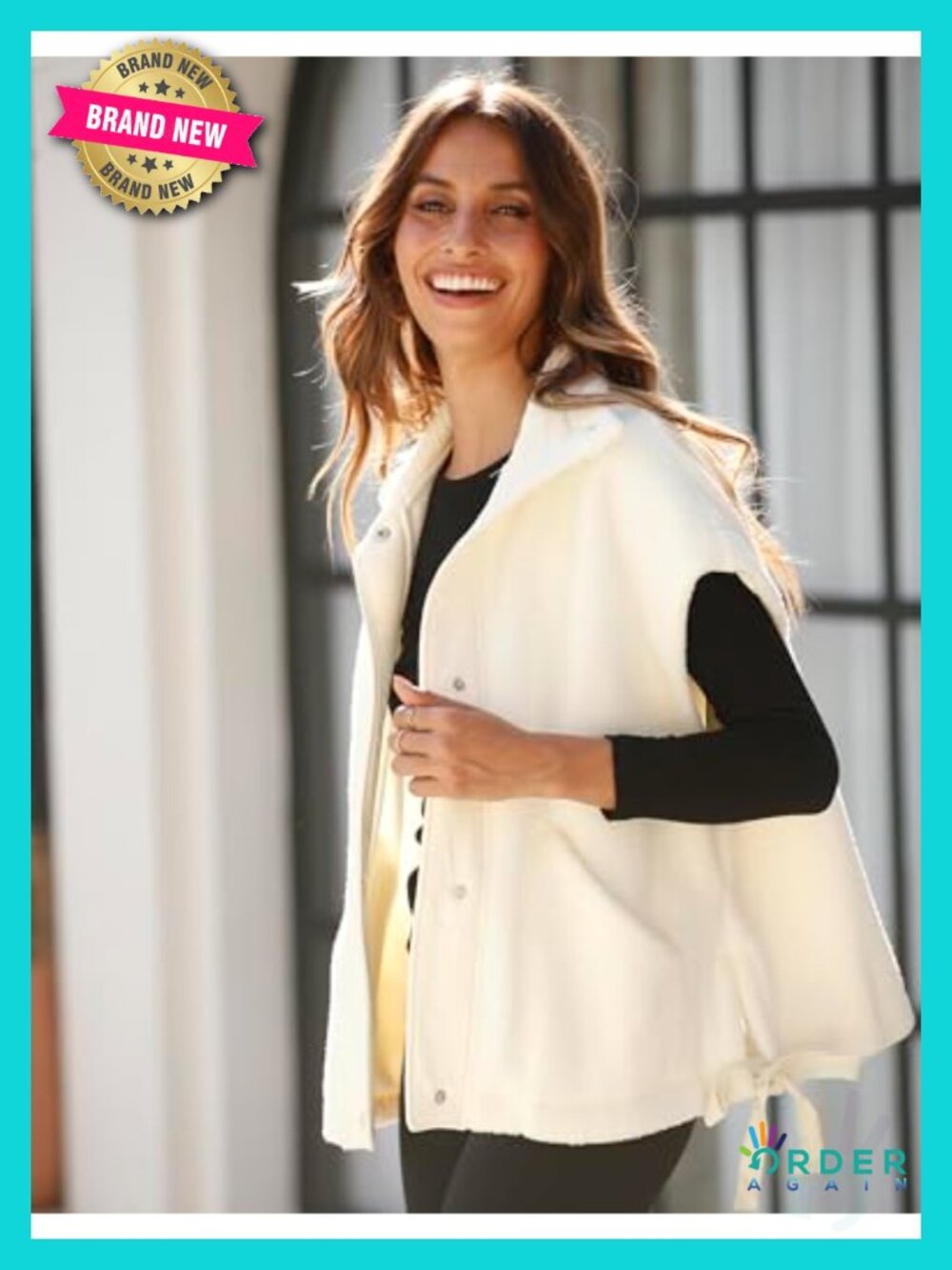 Womens Fleece Vest Casual Sleeveless Button Down Sherpa Jacket with Pockets - Picture 3 of 6